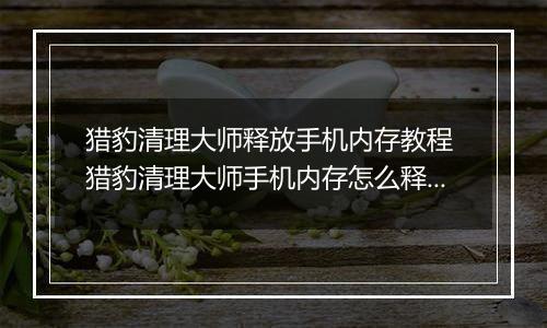 猎豹清理大师释放手机内存教程 猎豹清理大师手机内存怎么释放？