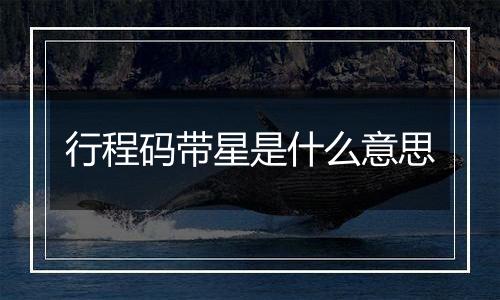 行程码带星是什么意思