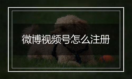 微博视频号怎么注册