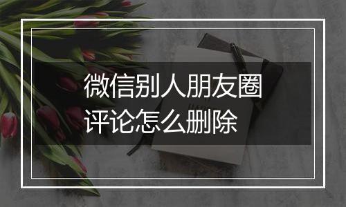 微信别人朋友圈评论怎么删除