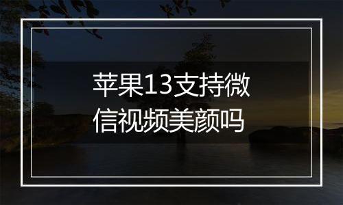 苹果13支持微信视频美颜吗