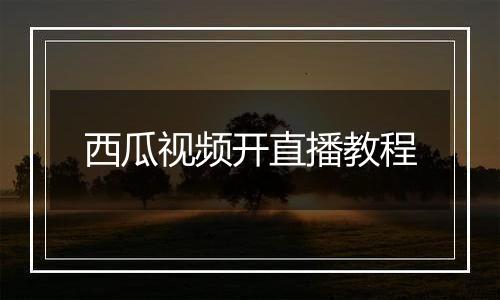 西瓜视频开直播教程