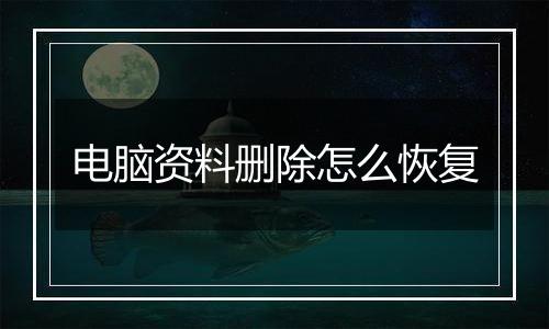 电脑资料删除怎么恢复