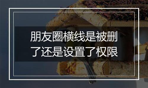 朋友圈横线是被删了还是设置了权限