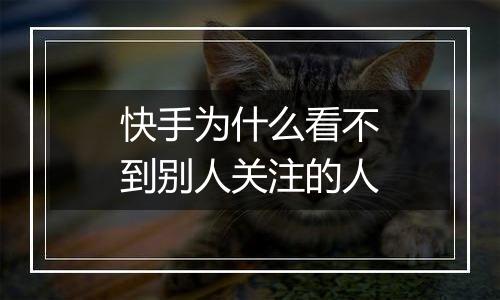 快手为什么看不到别人关注的人