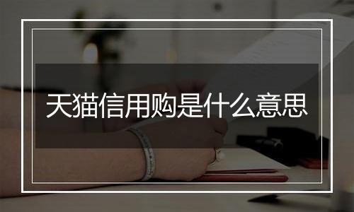 天猫信用购是什么意思