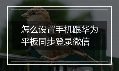 怎么设置手机跟华为平板同步登录微信