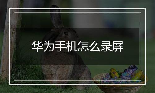 华为手机怎么录屏