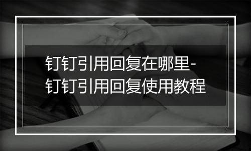 钉钉引用回复在哪里-钉钉引用回复使用教程