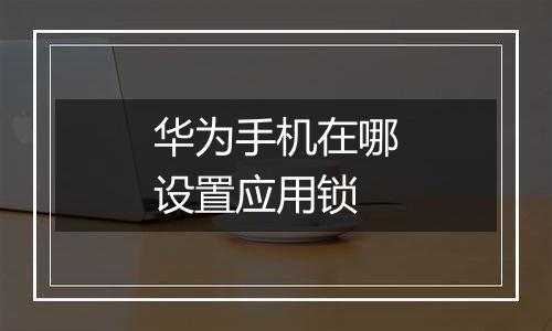 华为手机在哪设置应用锁