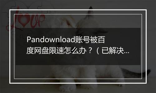 Pandownload账号被百度网盘限速怎么办？（已解决）