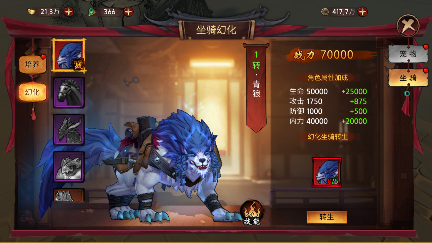《苍龙劫》宠物介绍 —— 青狼