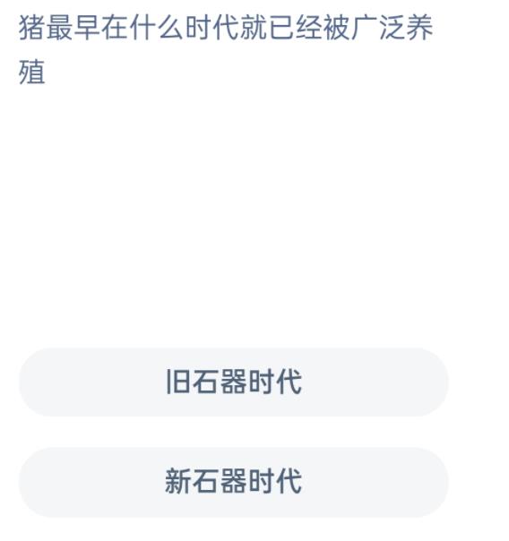 蚂蚁新村12月2日：猪最早在什么时代就已经被广泛养殖？