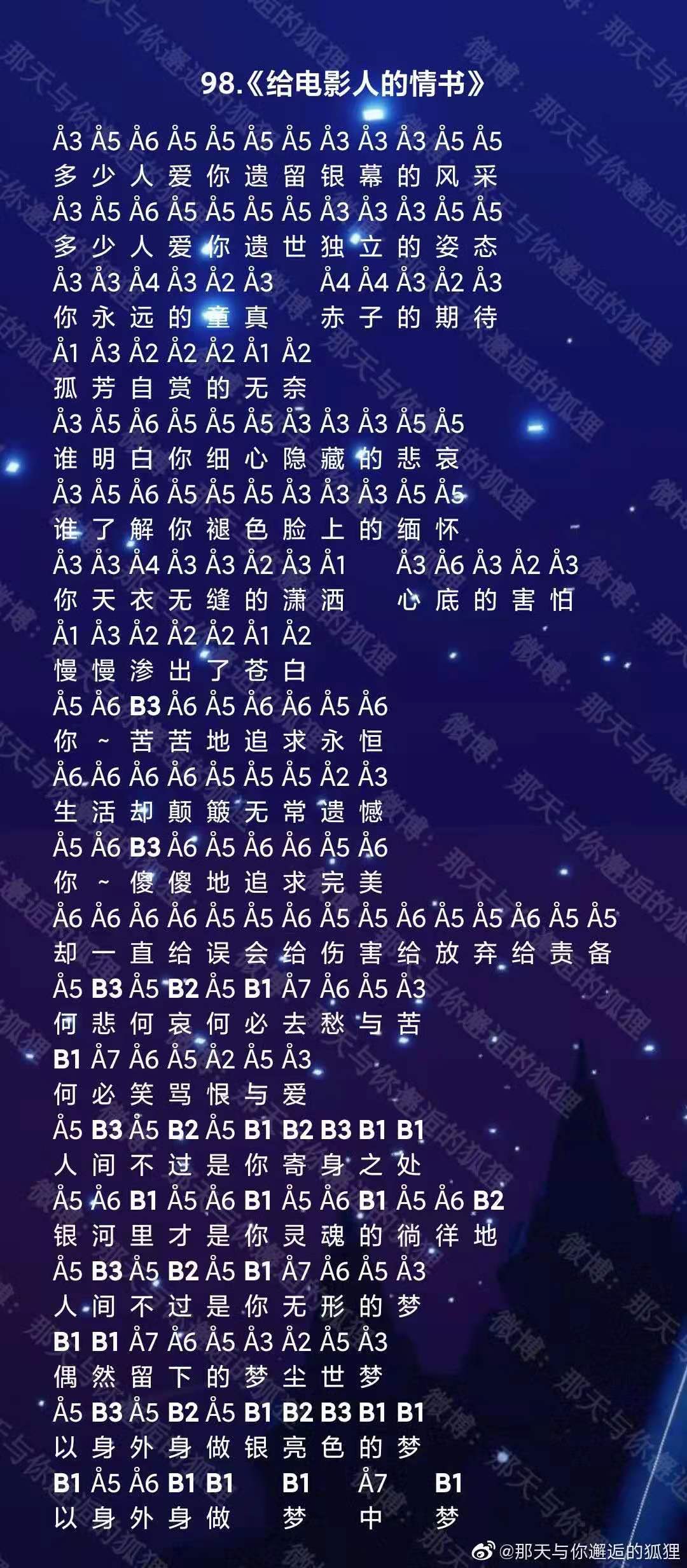 光遇给电影人的情书乐谱分享