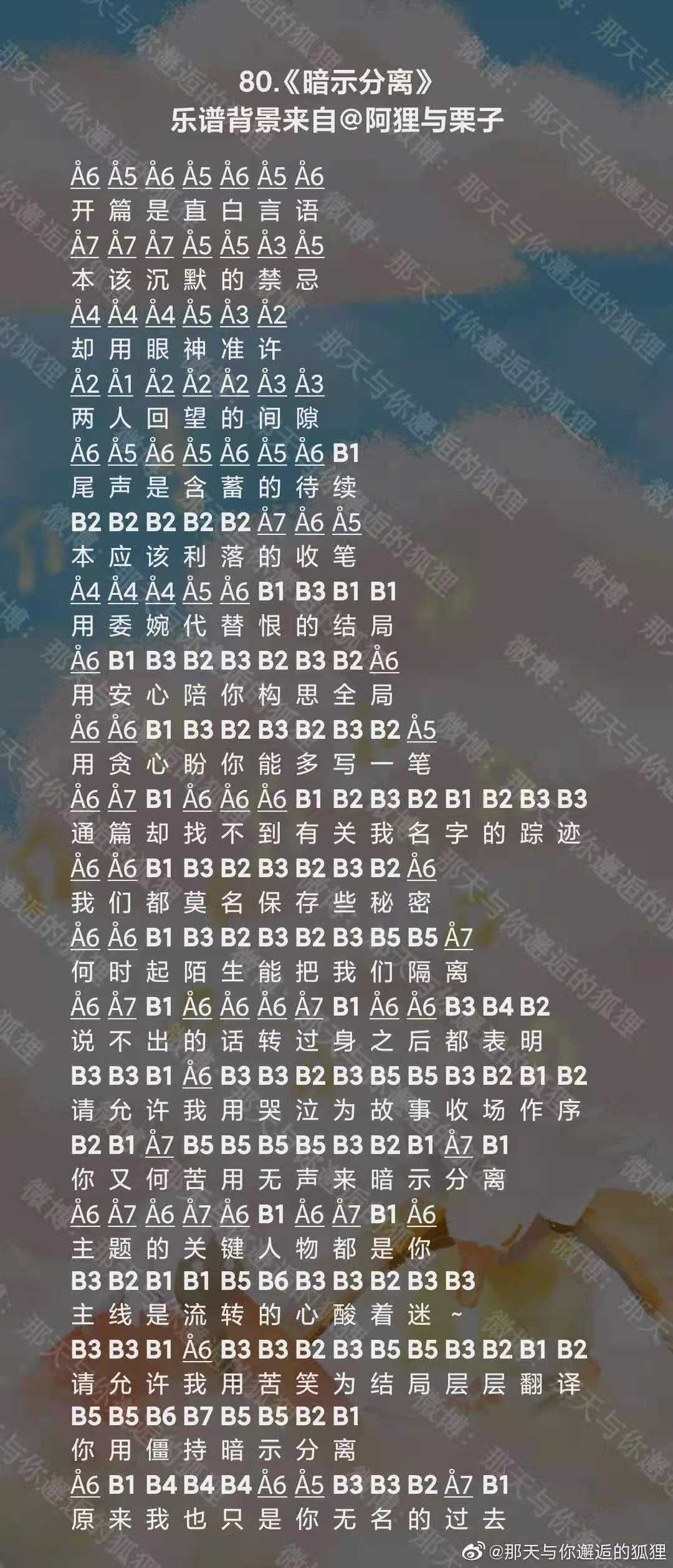 光遇暗示分离乐谱分享