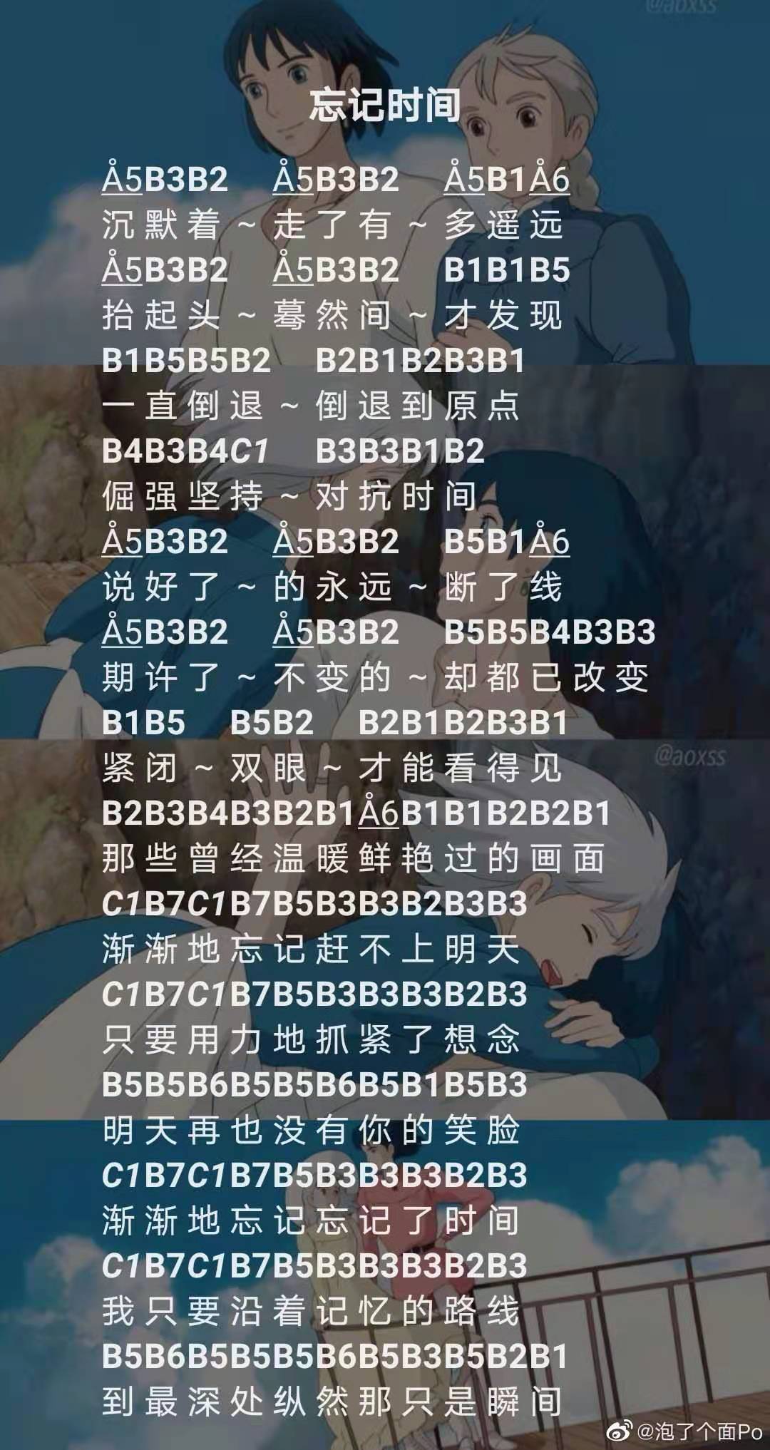 光遇忘记时间乐谱分享
