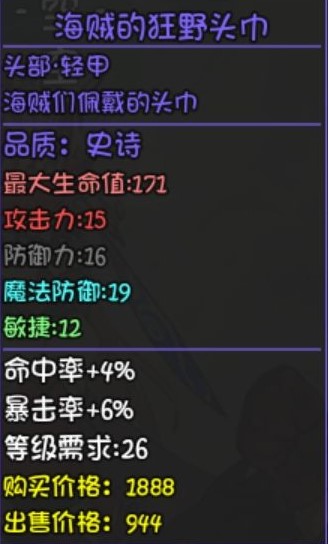 大千世界重案组宝箱内的装备海贼的狂野头巾介绍