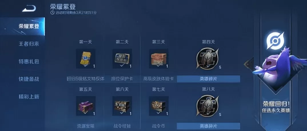 王者荣耀回归礼包要多少天不登录?王者荣耀回归礼包获取条件