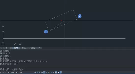 CAD怎样将图形旋转至与参考线平行