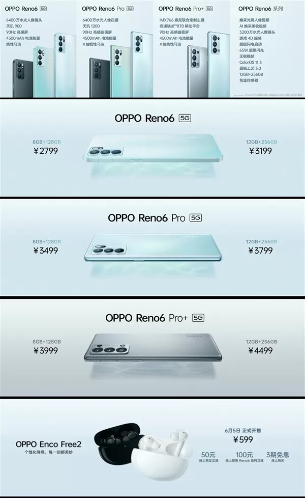 高颜值OPPO Reno6 Pro+ 6月5日上市发售:12GB+256GB版售价4499元