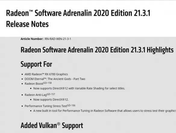 AMD 发布 Adrenalin 2020 Edition 21.3.1 版显卡驱动更新