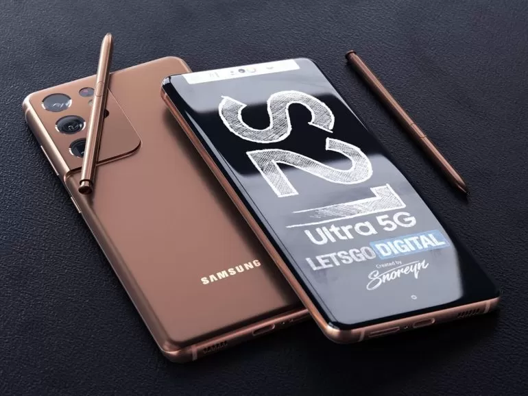 三星 S21 Ultra 顶配机型渲染图曝光:搭载 S Pen 手写笔