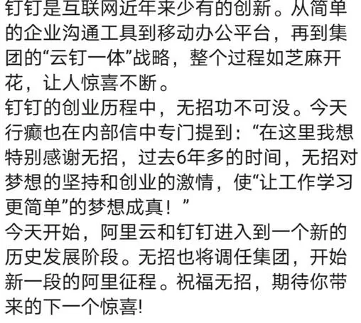 钉钉升级成大钉钉事业部 确保 “云钉一体”战略全面落地