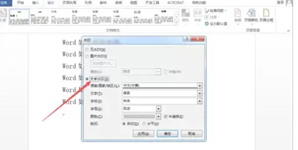 word2013怎么加文字水印_word2013加文字水印的方法
