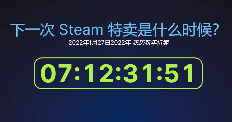 Steam2022春节优惠活动预计1月28日开启