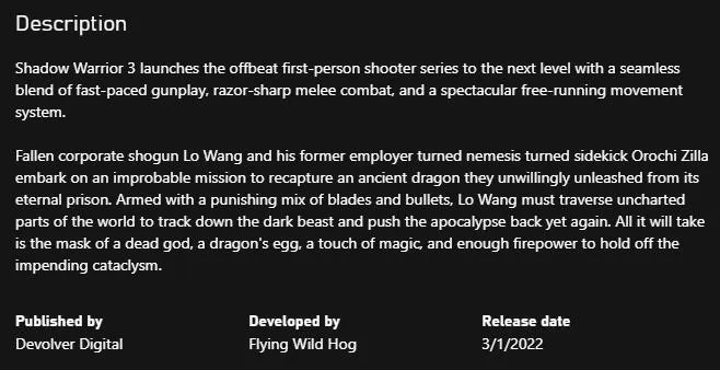 动作游戏《影子武士3》3月1日正式发售 预购包售价49.99美元