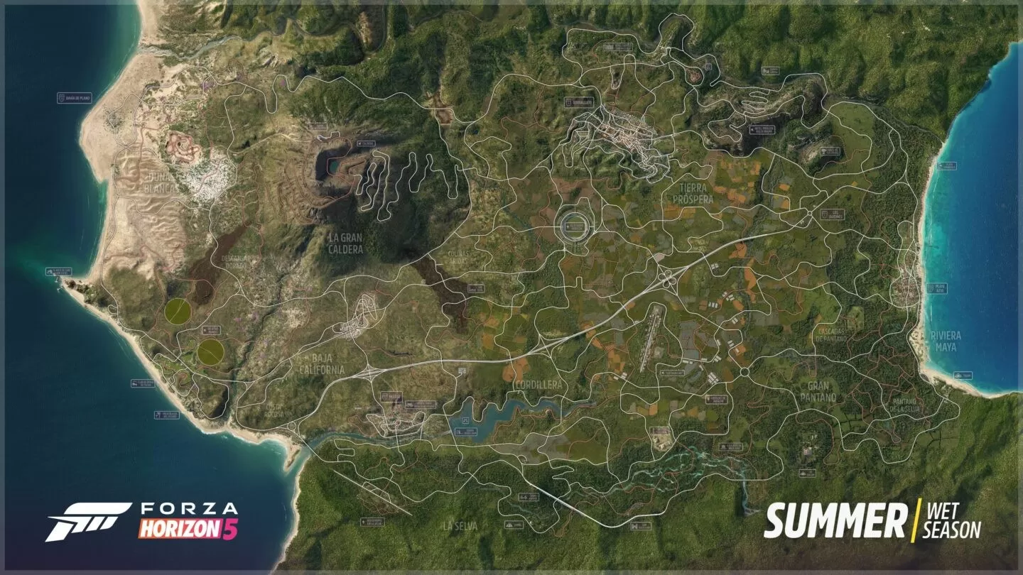《极限竞速:地平线5》完整世界地图公布 是前作的1.5倍