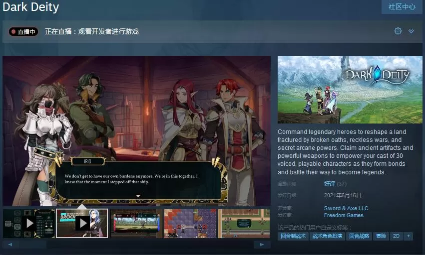 回合制战术RPG《晦暗神祇》登陆Steam 首周促销仅64元