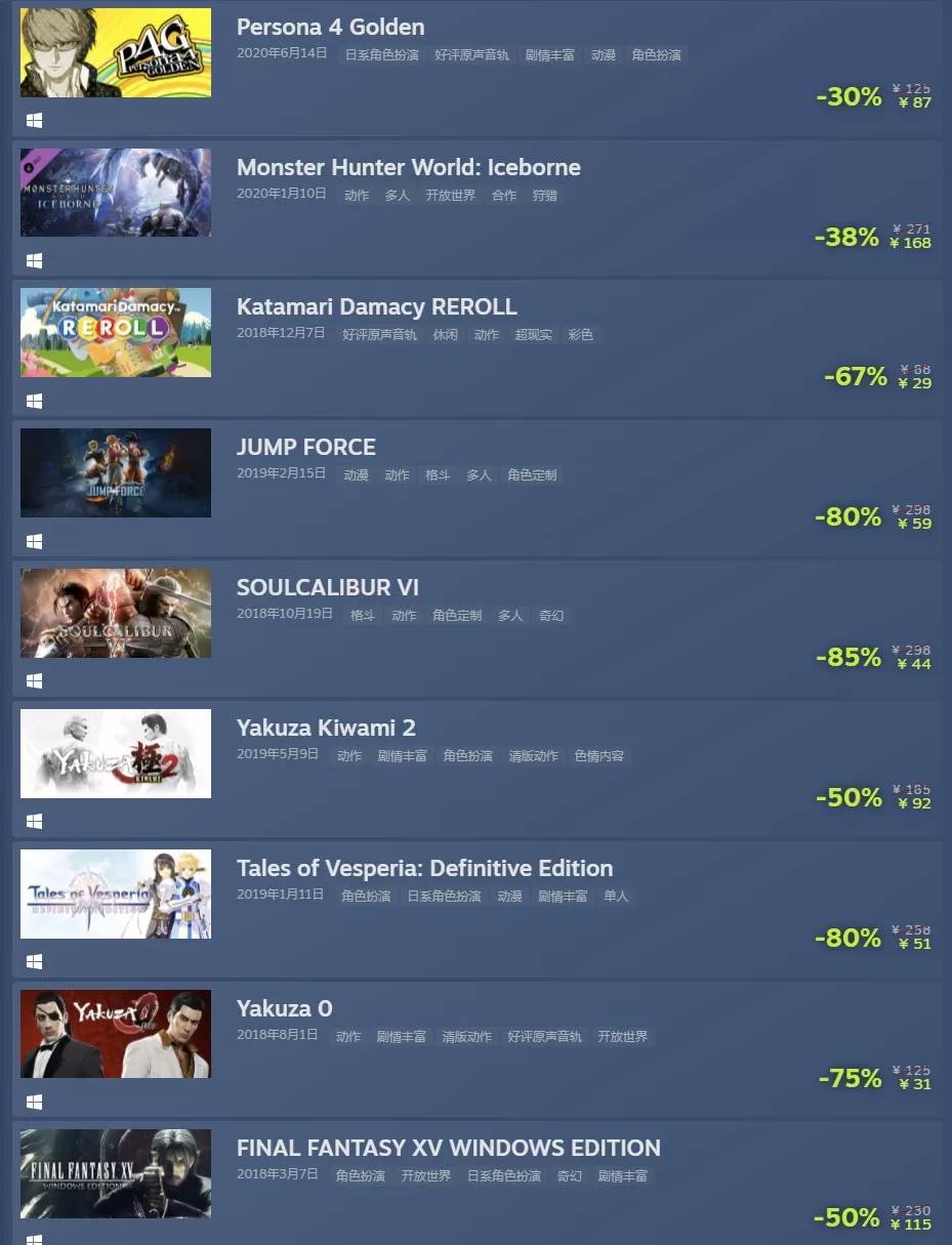 Steam日本黄金周特卖正式开启 众多佳作最低8折起