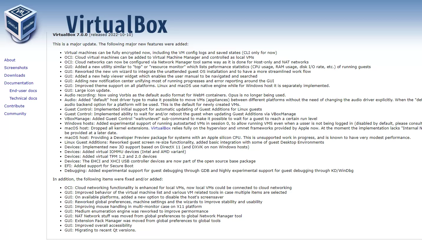 VirtualBox 7.0发布