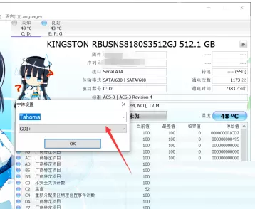 CrystalDiskInfo硬盘检测工具怎样设置字体?CrystalDiskInfo硬盘检测工具设置字体的方法