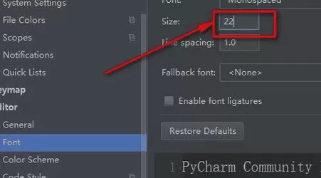 PyCharm如何修改字体大小?PyCharm修改字体大小的方法