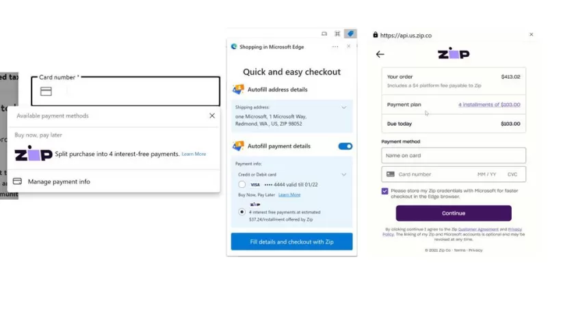 Edge 浏览器新增 Buy now, pay later 功能 等额分期付款