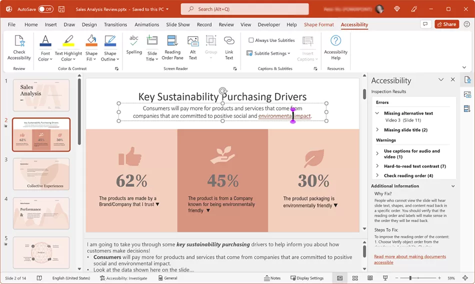 微软发布 Office Build 14630.20000 预览版 PowerPoint加入残障功能区