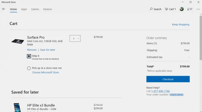 微软Microsoft Store上线购物车功能!