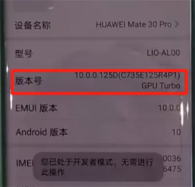 华为mate30pro中开启开发人员选项的操作教程