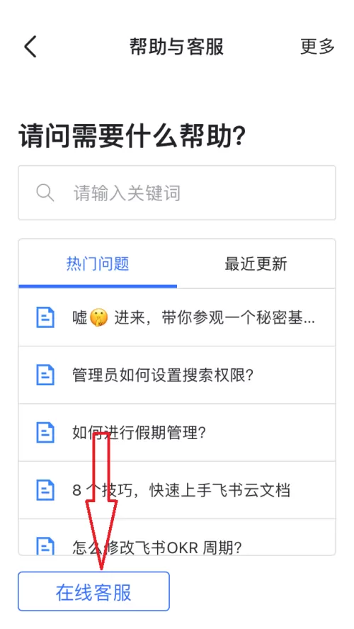 飞书怎么联系在线客服?飞书联系在线客服教程