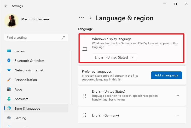 Win11如何更改界面语言?Win11更改界面语言方法