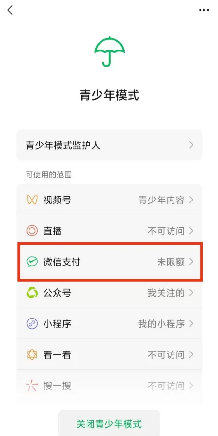 微信青少年模式如何设置限制付款?微信青少年模式设置限制付款教程