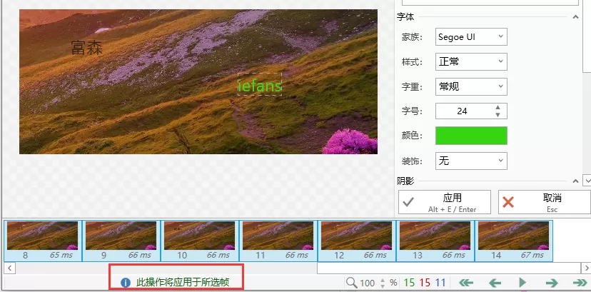 screentogif如何给所有帧加文字?screentogif给所有帧加文字方法