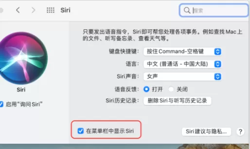 苹果电脑如何取消右上角的siri图标 苹果电脑删除右上角的siri图标显示方法