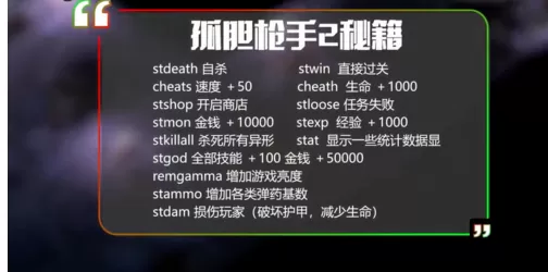 孤胆枪手2秘籍攻略