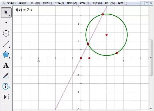 使用几何画板构造直线与圆的交点的操作内容