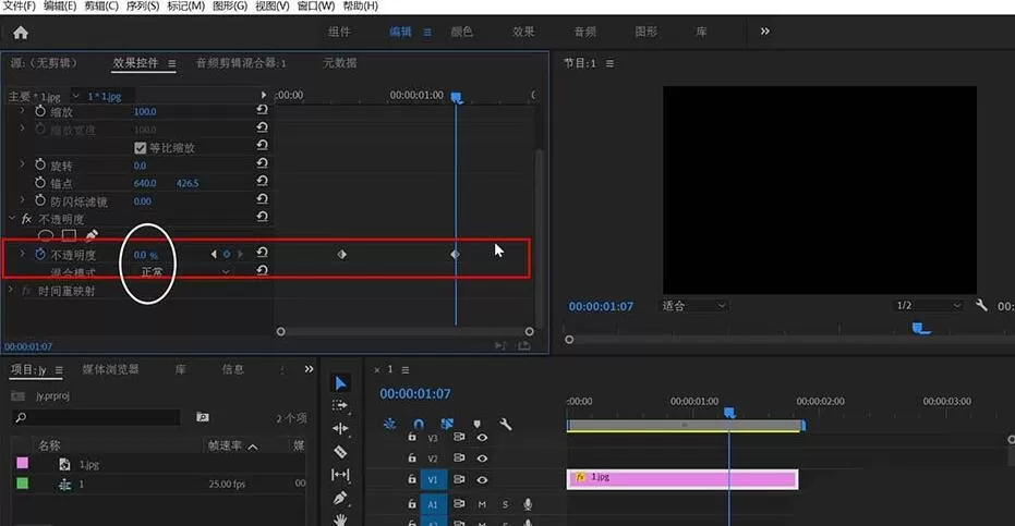 premiere制作画面逐渐转黑效果的过程