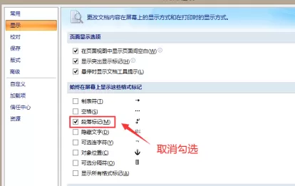 Word文档中取消段落标记的操作步骤