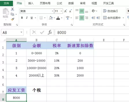 excel计算最新个税方法步骤